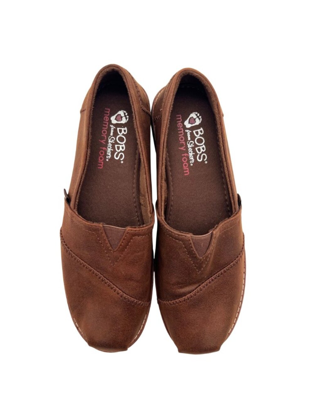 BOBS From Skechers Brown Memory Foam Slip-On Shoes Womens Size 8 With Faux Fur - Picture 6 of 15